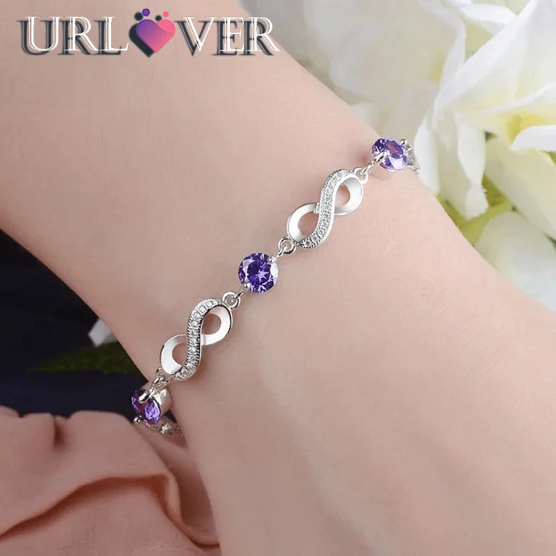 URLOVER Pulseira para Mulheres Luxo Prata 925