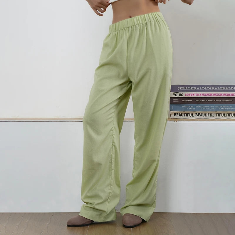 Nova Moda Calça Longa Mulheres Cintura Elástica