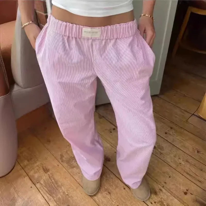 Nova Moda Calça Longa Mulheres Cintura Elástica