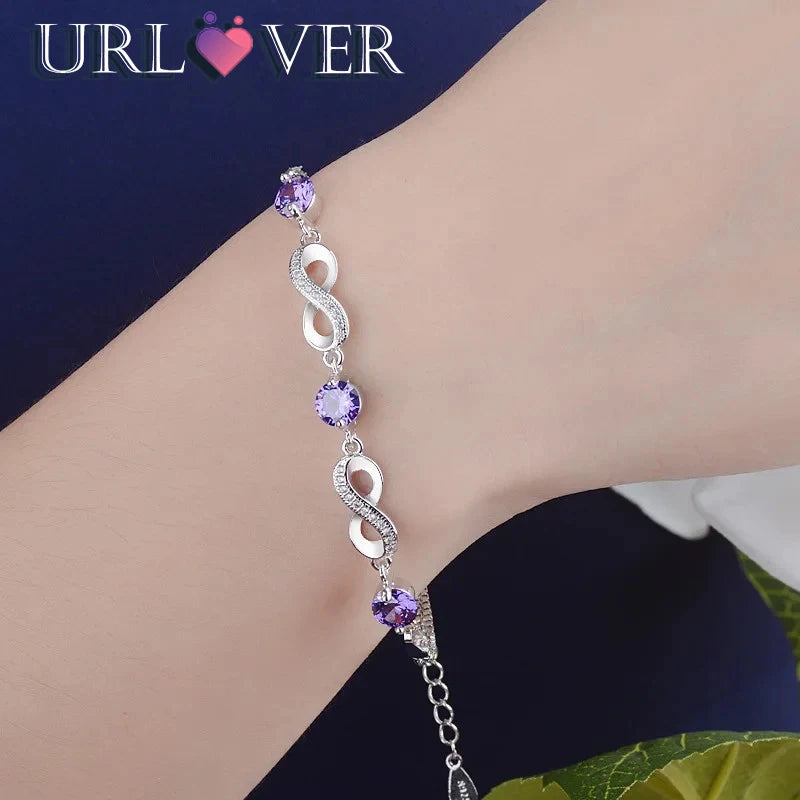 URLOVER Pulseira para Mulheres Luxo Prata 925