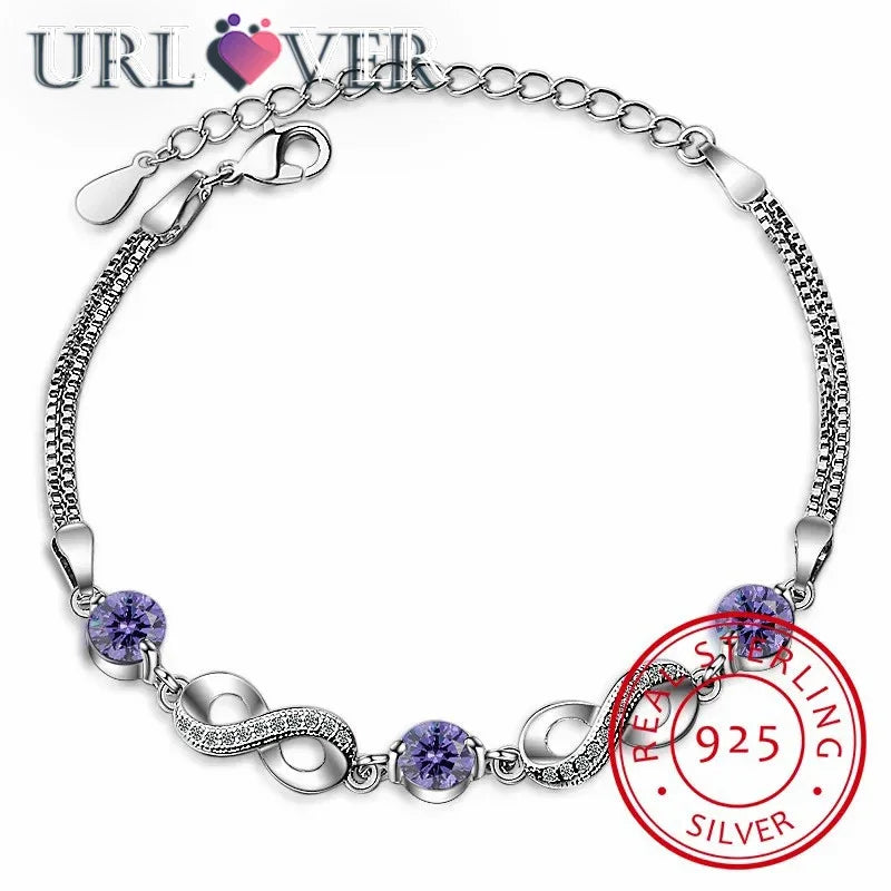 URLOVER Pulseira para Mulheres Luxo Prata 925